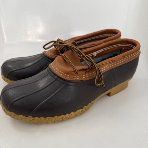LL Bean Original Bean Boots Rubber Duck Mocs Brown and Tan Leather Sz 13W - Picture 5 of 14